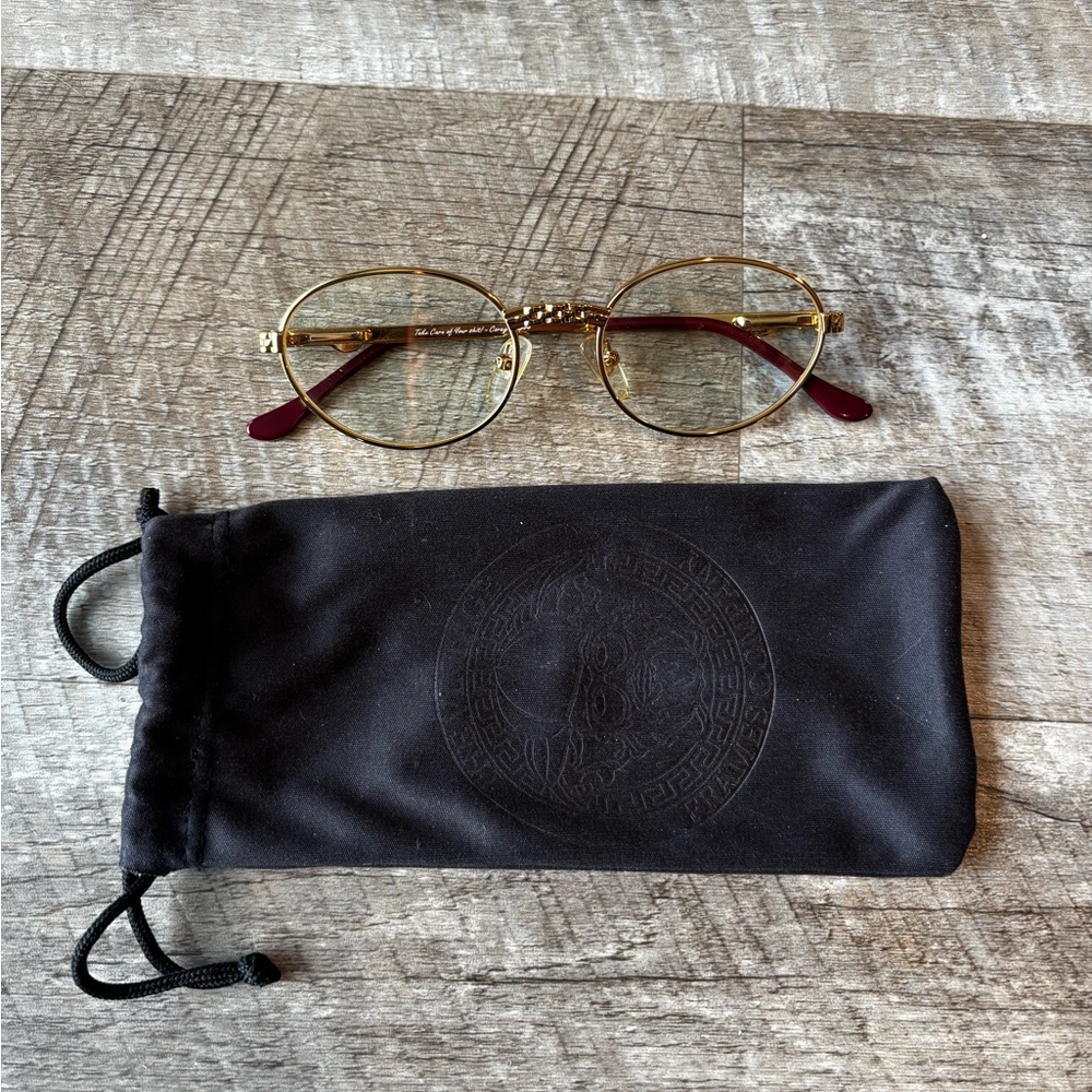 Vintage Frames Gold and Red Rimmed Glasses